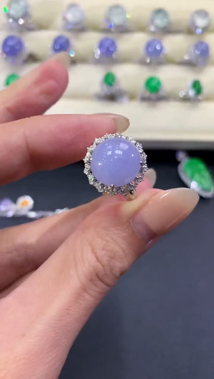 【闪购商品】翡翠戒指18K金镶嵌a151紫货有色差