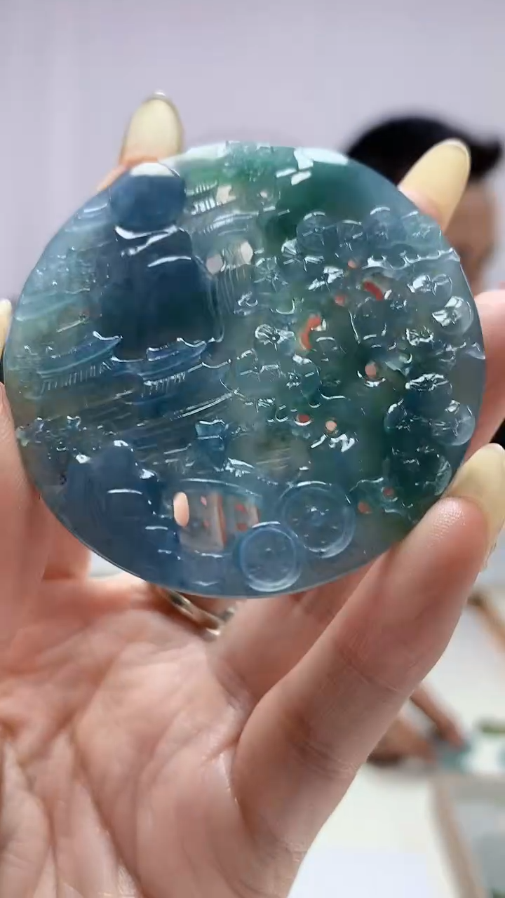 【闪购商品】定制翡翠未镶嵌3916DD-毛货挂件山水76