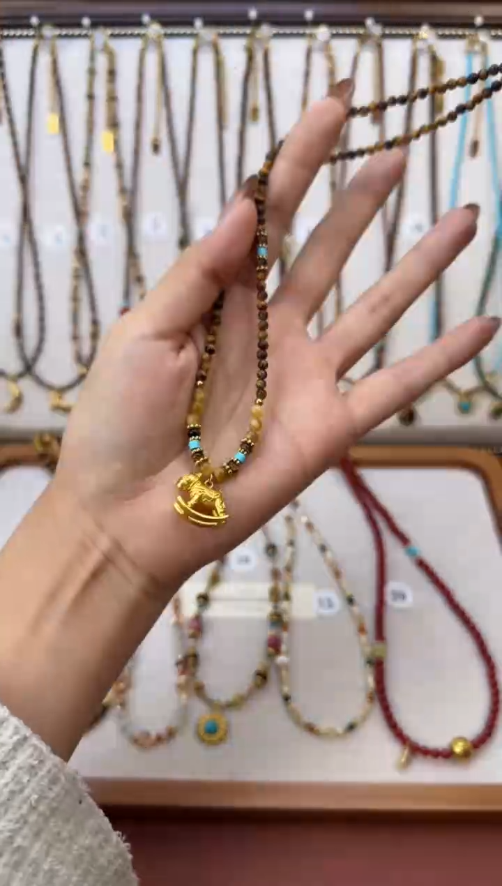 项链钛钢石英质玉小马