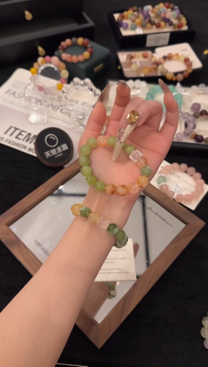 未镶嵌手链水晶岫玉多宝x3243