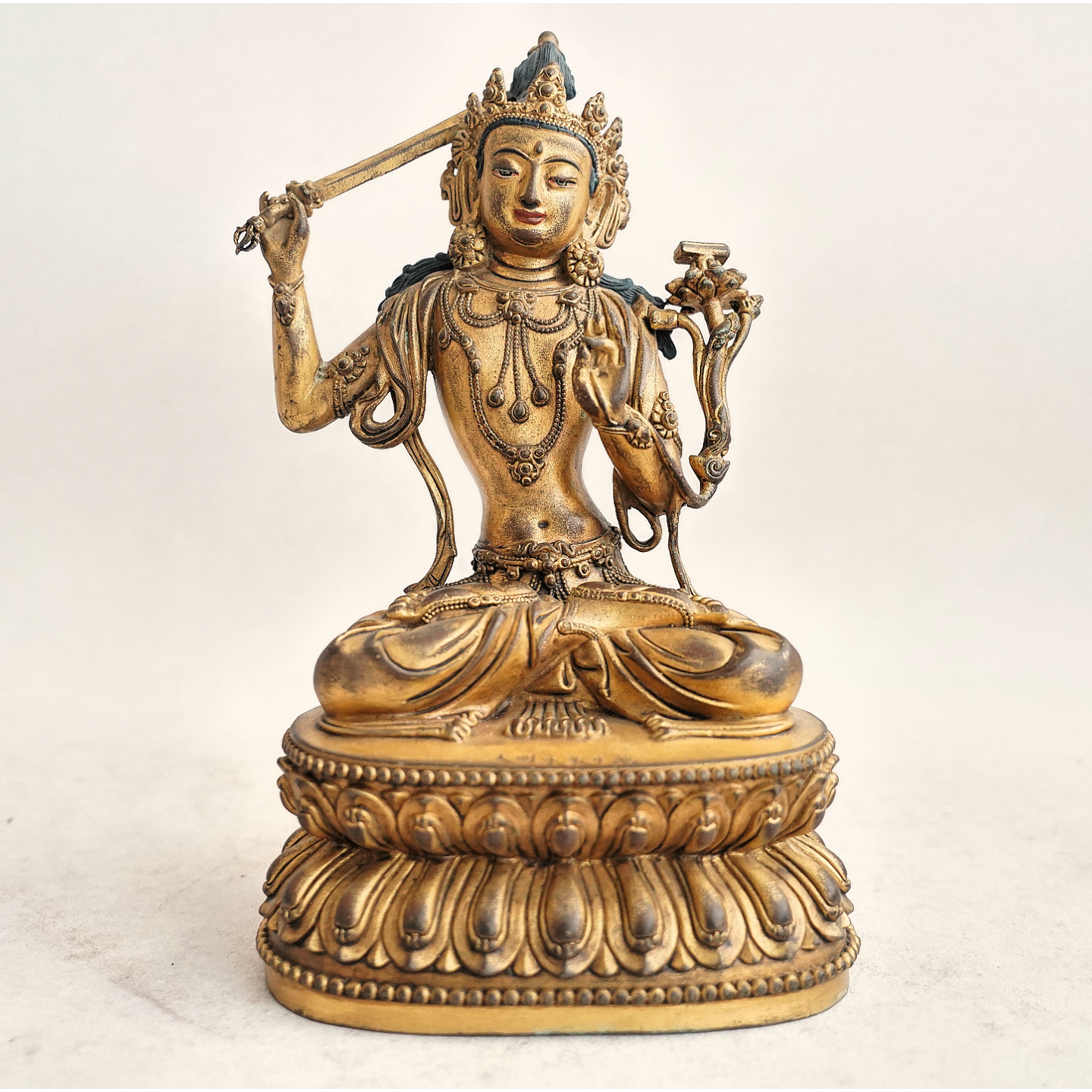 文华开物第215期拍品 16 清代 铜鎏金文殊菩萨像