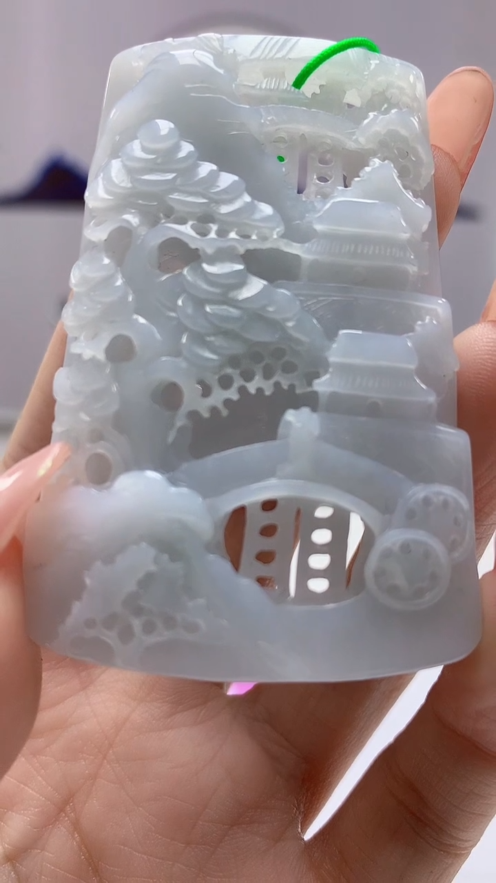 【闪购商品】定制翡翠未镶嵌4852DD-毛货挂件33山水
