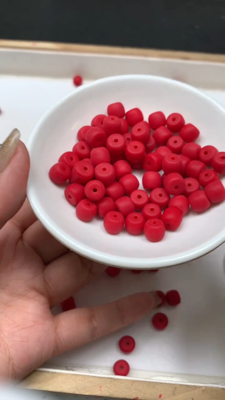 未镶嵌散珠南红玛瑙A1928 锦红磨砂老型7*8mm30个11.8元