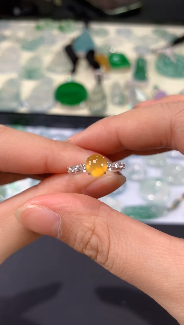 翡翠18K金镶嵌戒指C653|3980