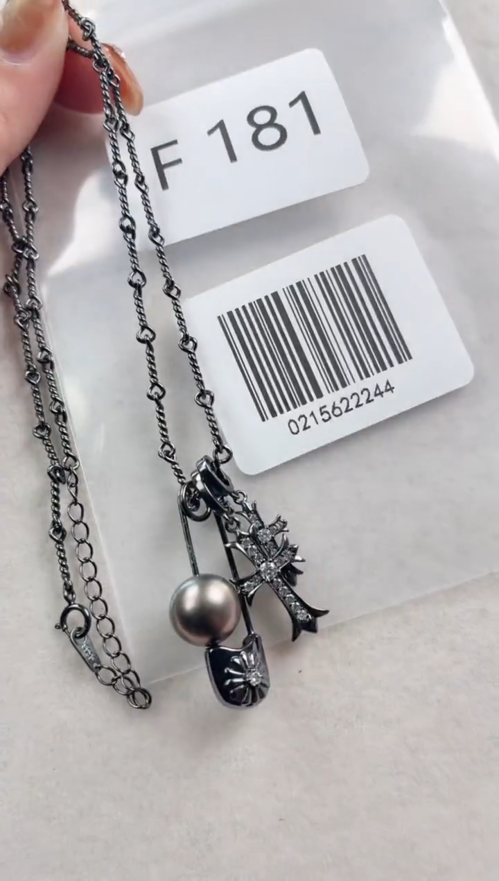 银S925镶嵌套链海水珍珠F181