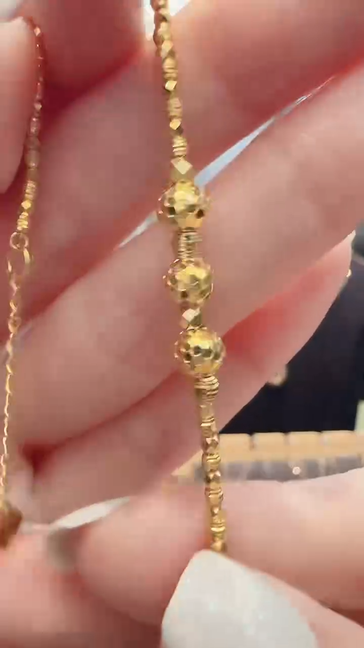 18K金手链18K金爆闪珠珠手链
