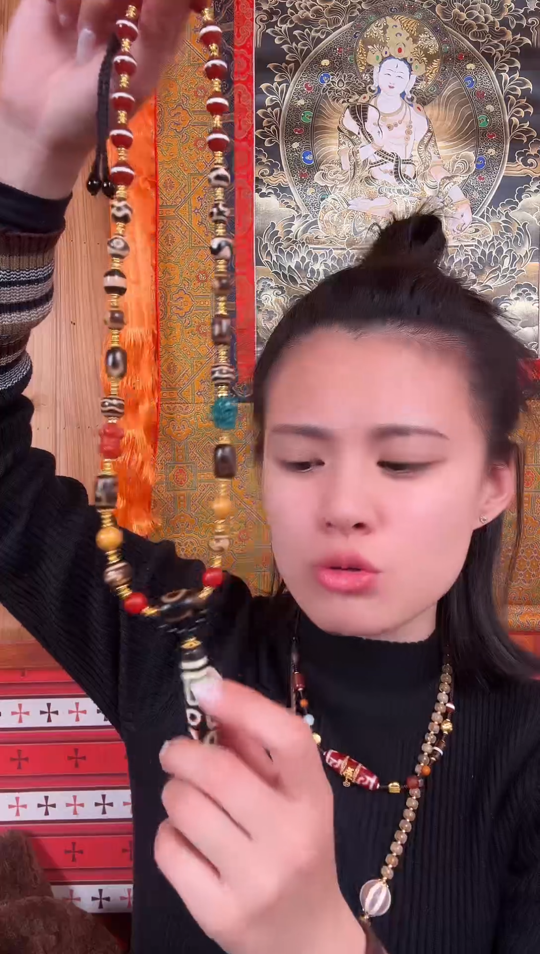 铁合金花岗石藏式风格珠串