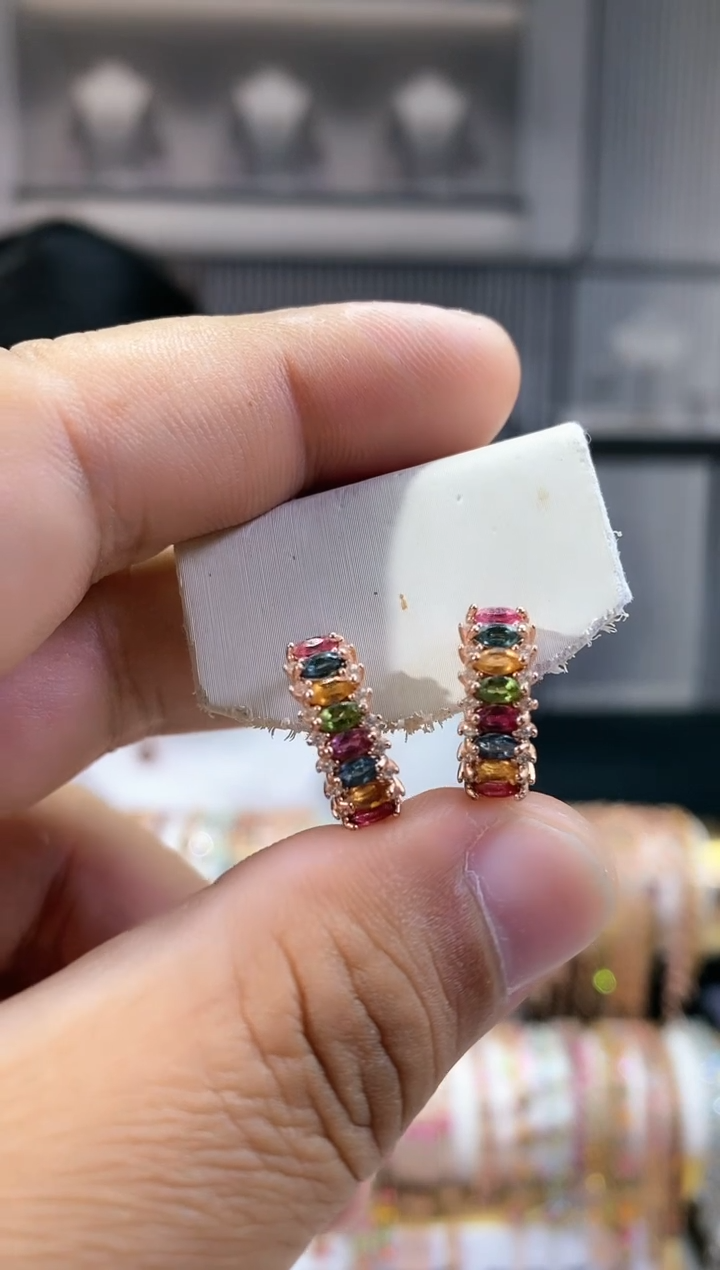 银S925镶嵌耳扣碧玺561615656551