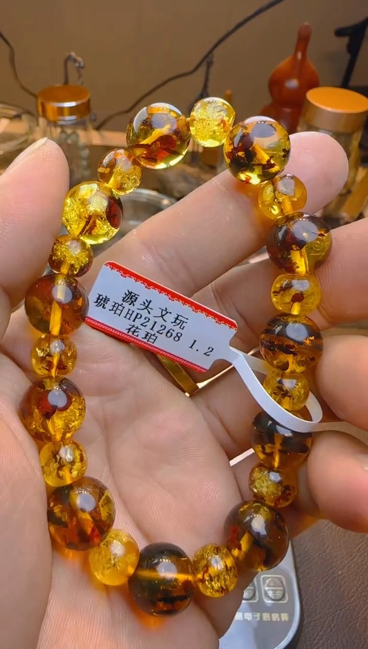 手链植物珀未镶嵌21268花珀单圈12mm多样性发其一