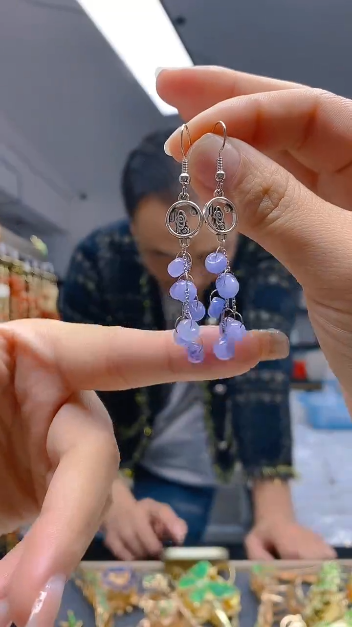 【闪购商品】翡翠耳饰银S925镶嵌241翡翠耳钩