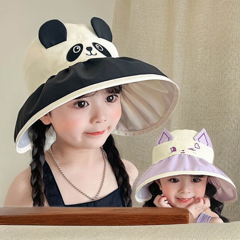 #44新款大檐夏季女童防晒防紫外线空顶遮阳帽可折叠男薄款宝宝帽