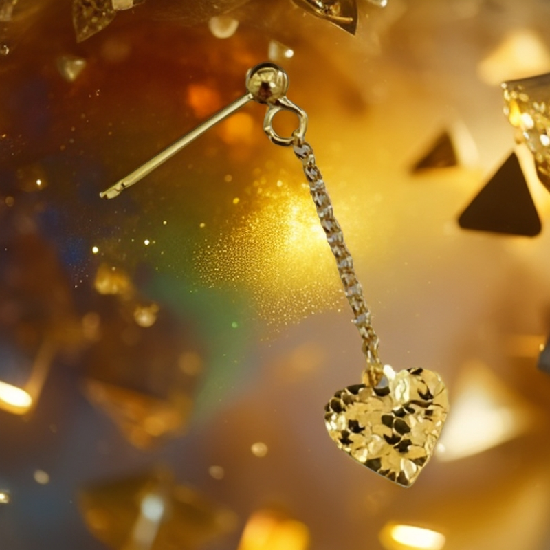 （七夕专享)18K金爆闪碎碎冰爱心耳坠唯美风（单只）