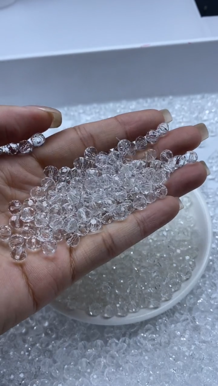 未镶嵌颈饰水晶w900白水晶切面算盘6mm*30颗