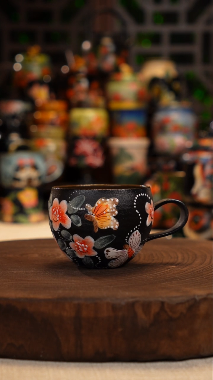 油画   手绘釉下彩杯子