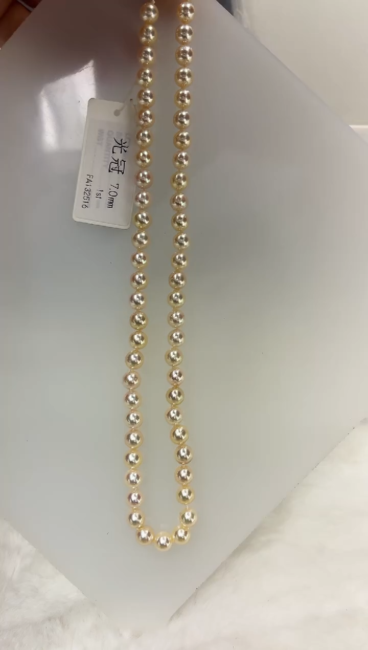未镶嵌DA海水珍珠羽皇金串链带真科研大证7-8 ss668