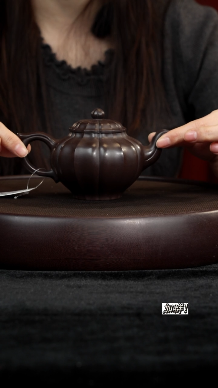 茶壶紫砂黑墩头筋纹笑樱230cc