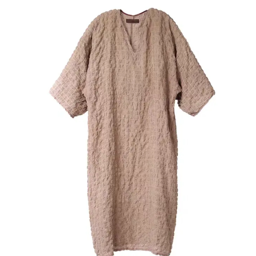 左岸迷香春夏上新亚麻休闲连衣裙夏季植物染袍子Z25SS5022