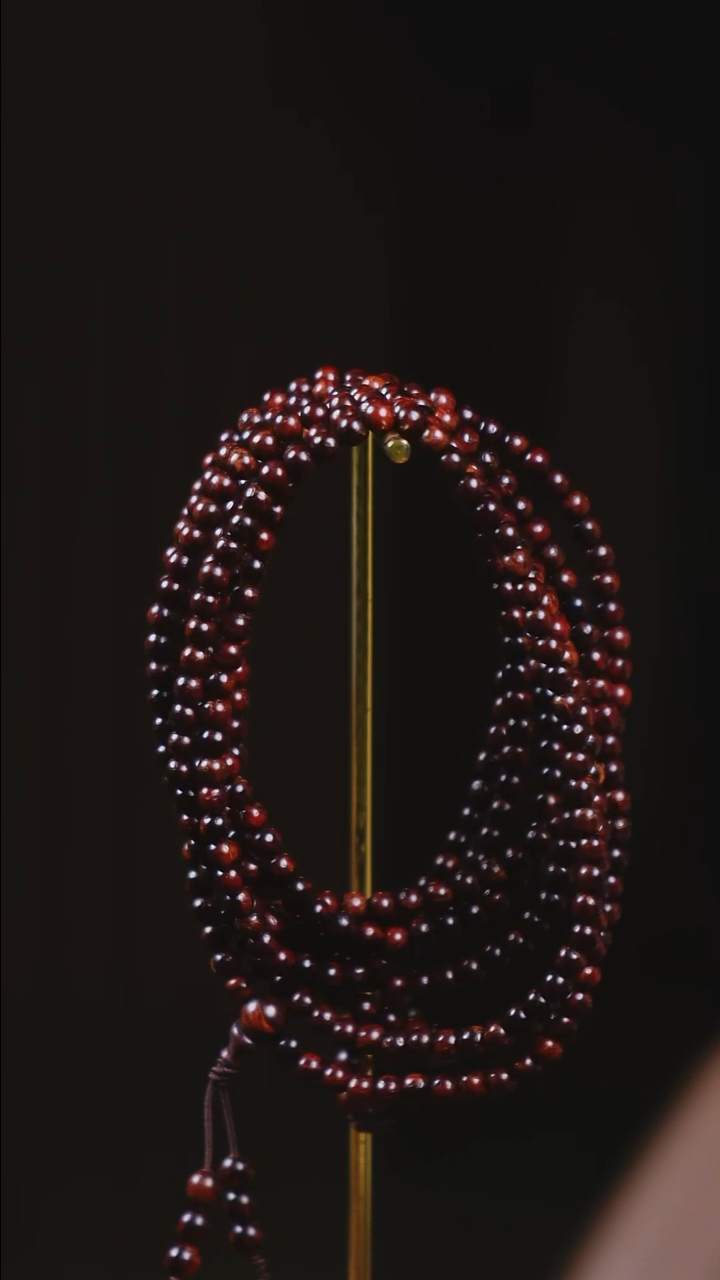 黄花梨/降香黄檀手串/手链SG032 海南红降4mm多圈手串 微瑕