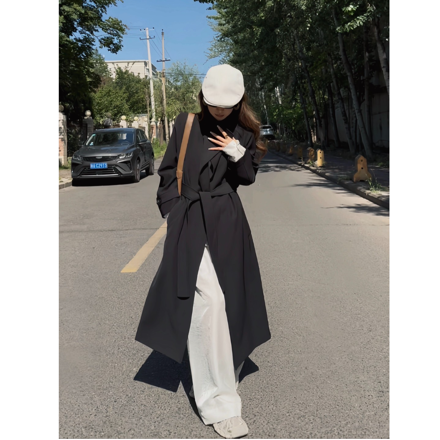 风衣外套女2025春秋新款长款垂感英伦风百搭双排扣收腰气质大衣