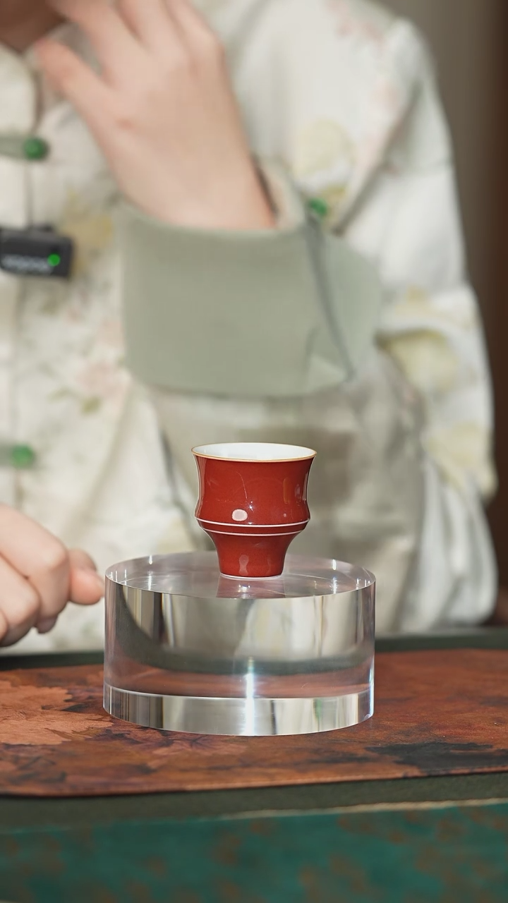 【闪购商品】摆件霁红釉陶瓷优品文竹杯