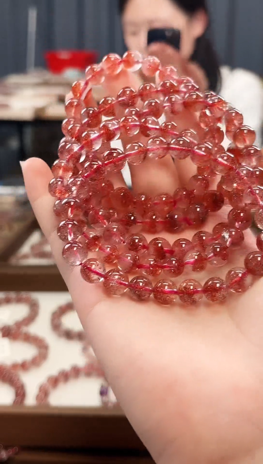 未镶嵌手串水晶金草莓超七单圈手串8mm【多样性发一】