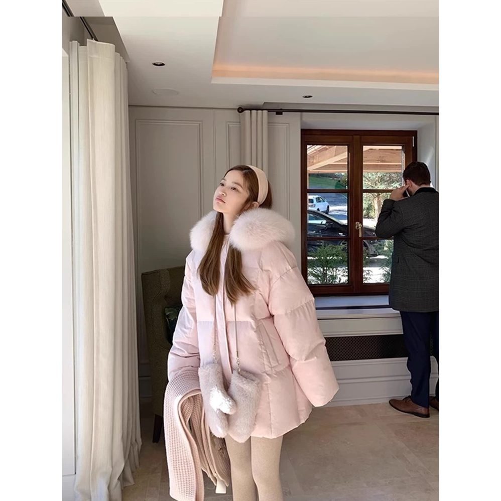 【莫斯科的冬】狐狸毛中长款白鸭绒羽绒服女2025冬季新款外套