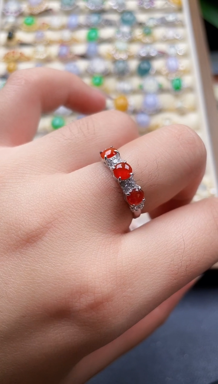 银S925镶嵌戒指翡翠206