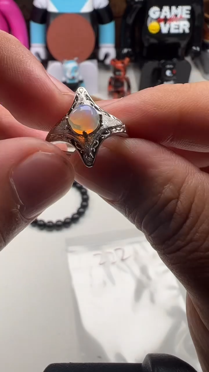 【闪购商品】欧泊戒指银S925镶嵌欧泊镶嵌925戒指