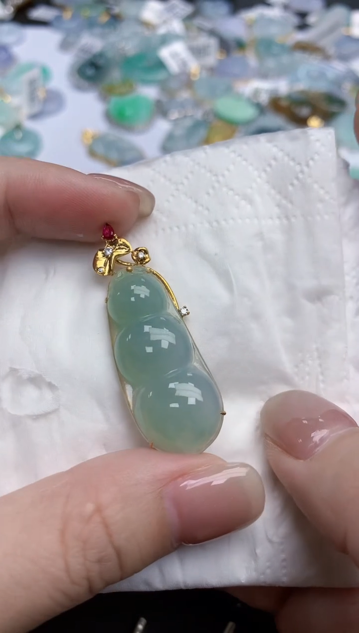 【闪购商品】翡翠颈饰18K金镶嵌天然缅甸翡翠A货