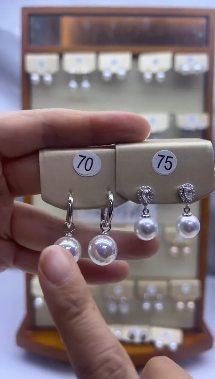 未镶嵌耳饰淡水珍珠75+70