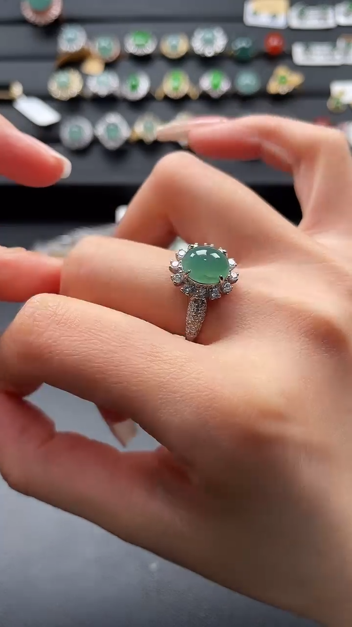 【闪购商品】翡翠戒指银S925镶嵌5745