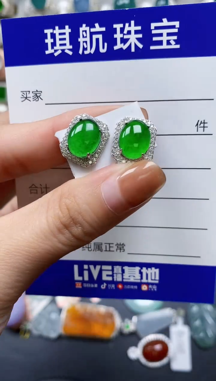 【闪购商品】翡翠耳饰银S925镶嵌0569