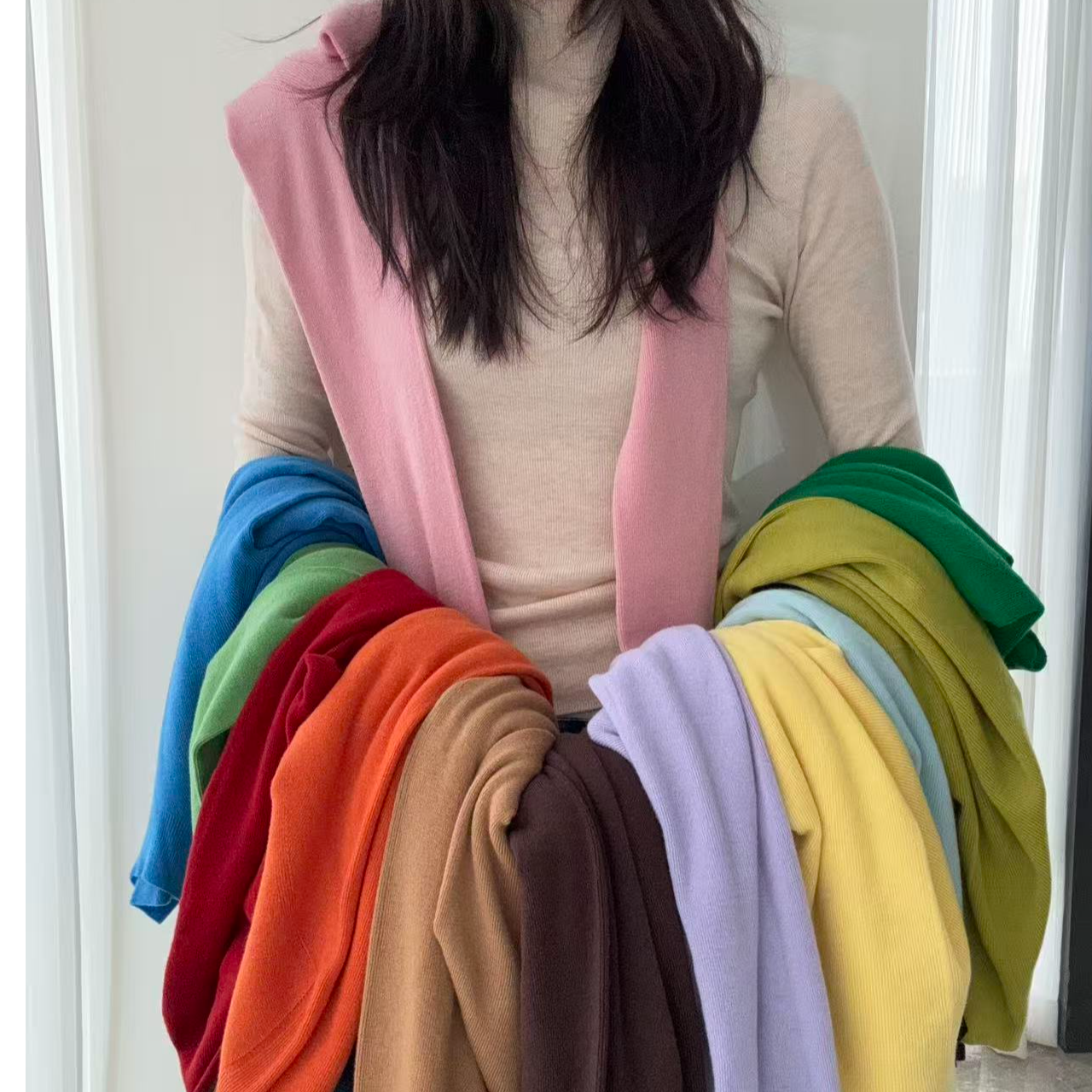 高领打底衫纯色毛针织衫堆堆领秋季常规针织衫时尚针织百搭