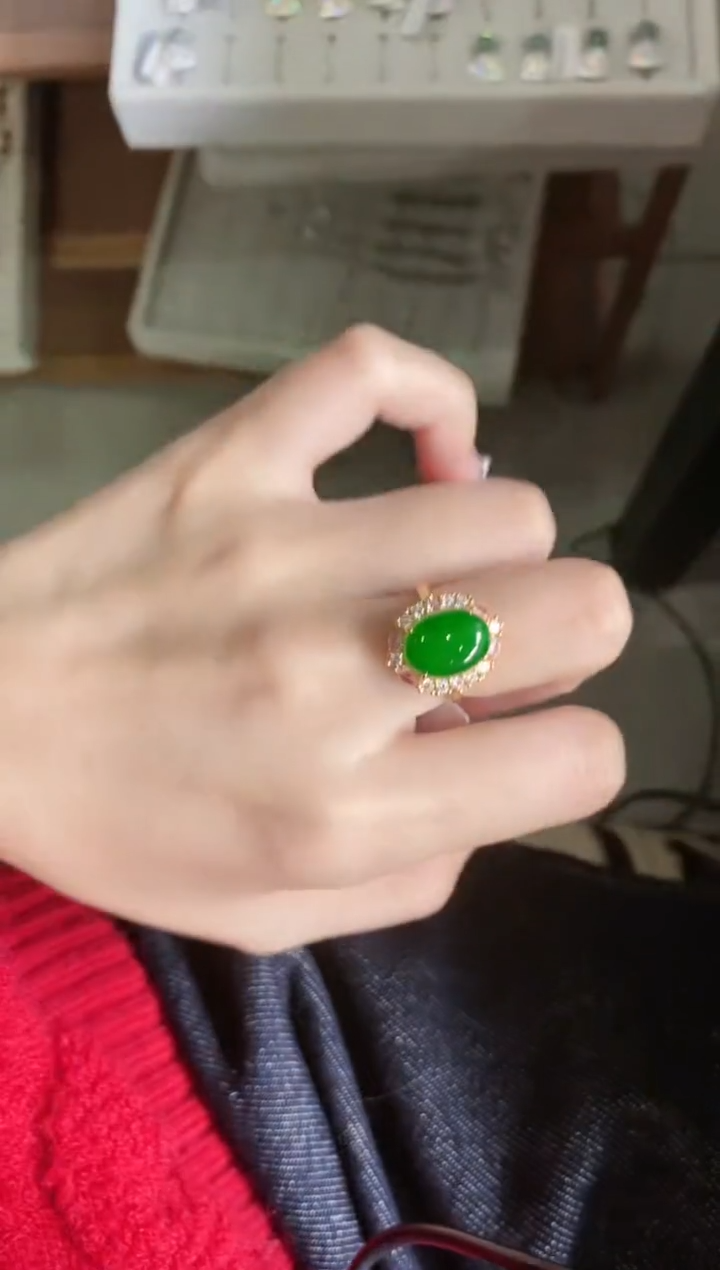 【闪购商品】翡翠戒指银S925镶嵌51511