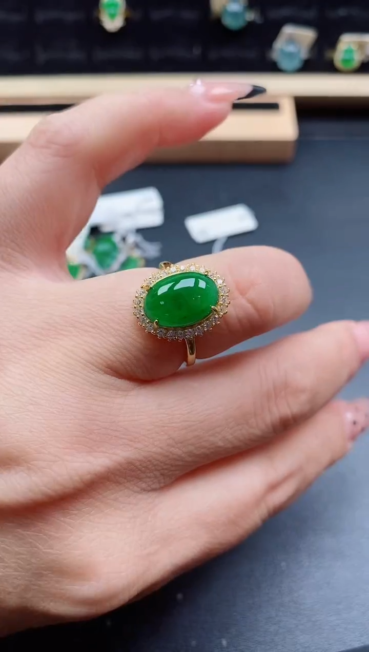 银S925镶嵌戒指翡翠1