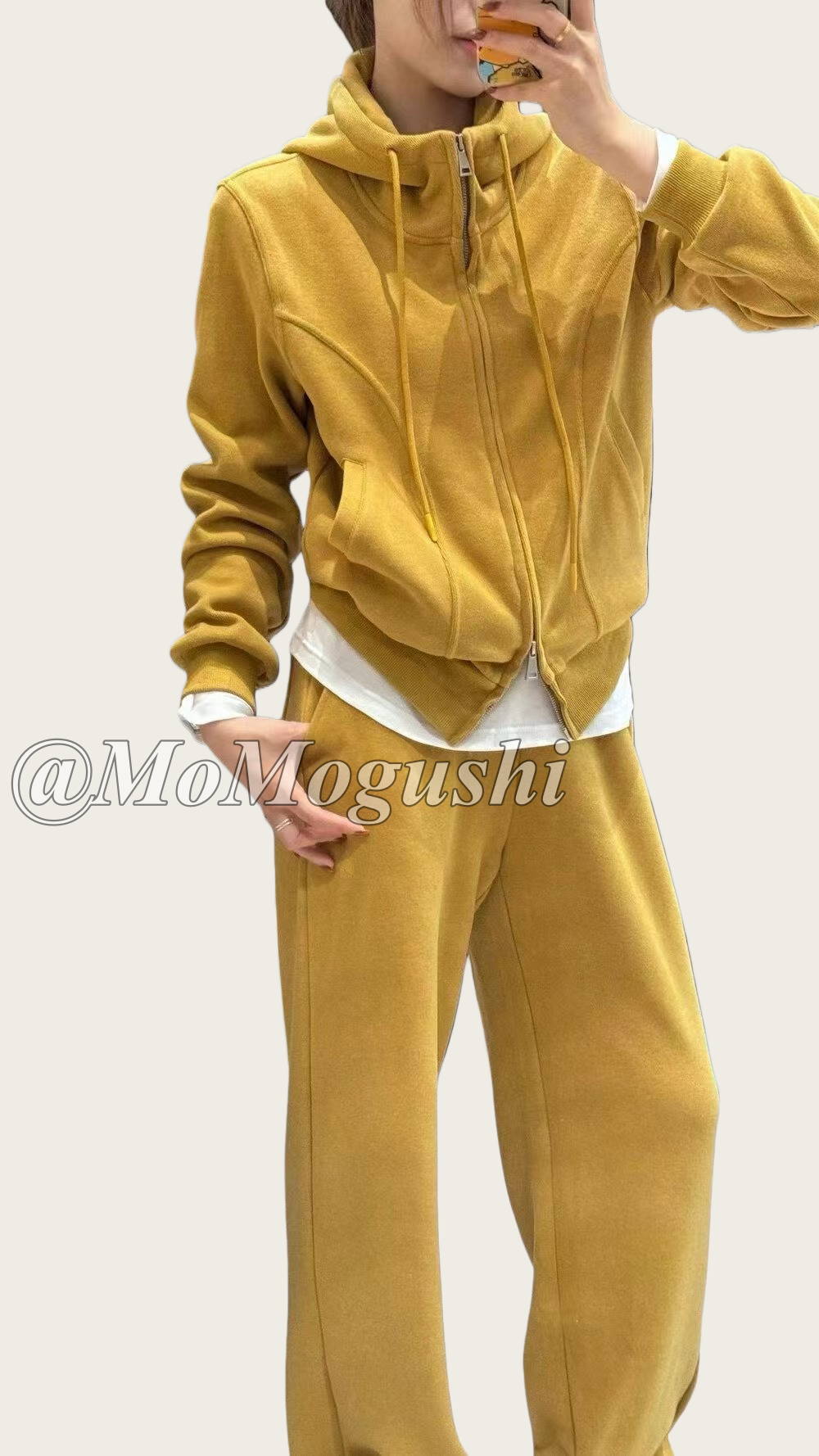 加绒加厚款秋冬保暖套装时尚套装宽松阔腿抽绳百搭显瘦休闲秋冬