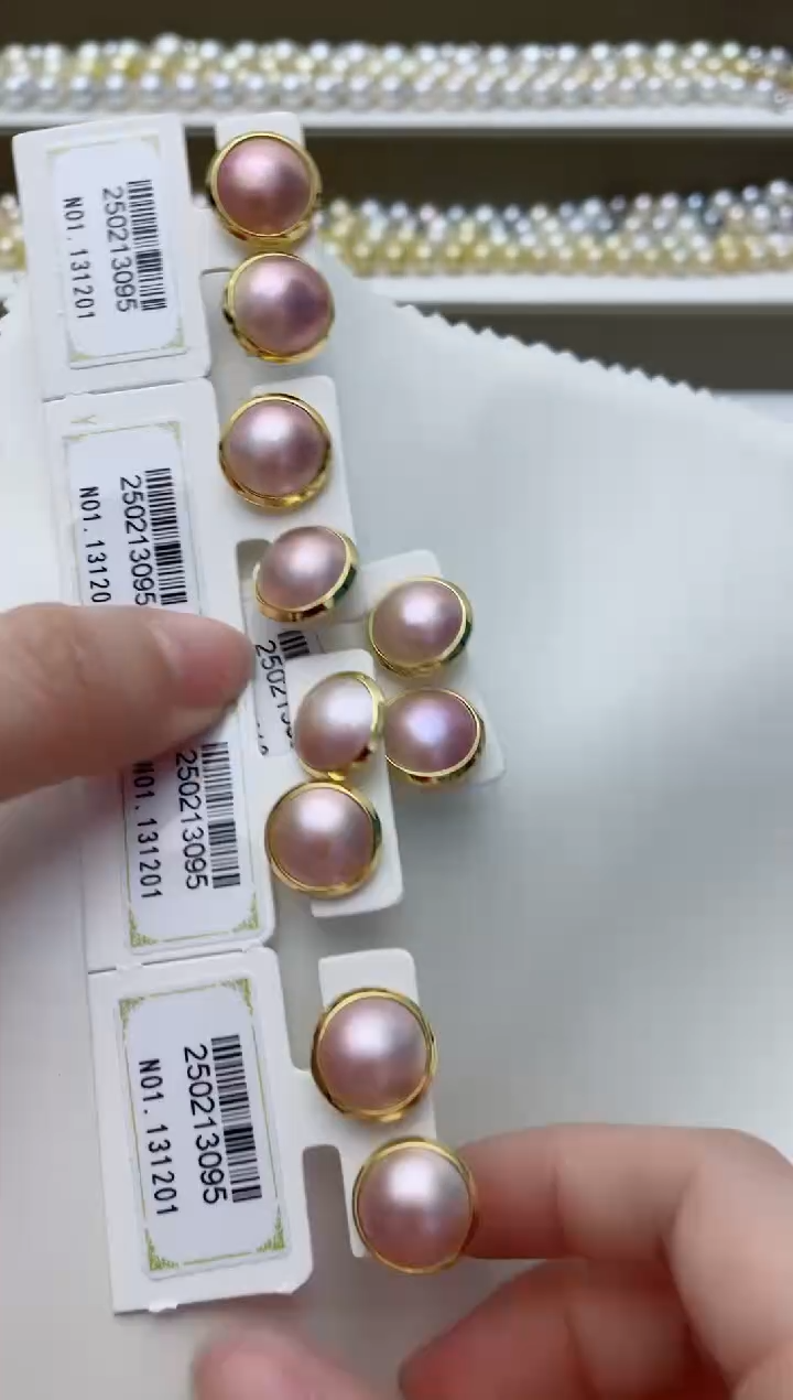 【闪购商品】拼合珍珠（马贝珠）耳饰银S925镶嵌A144商品多样性发其一