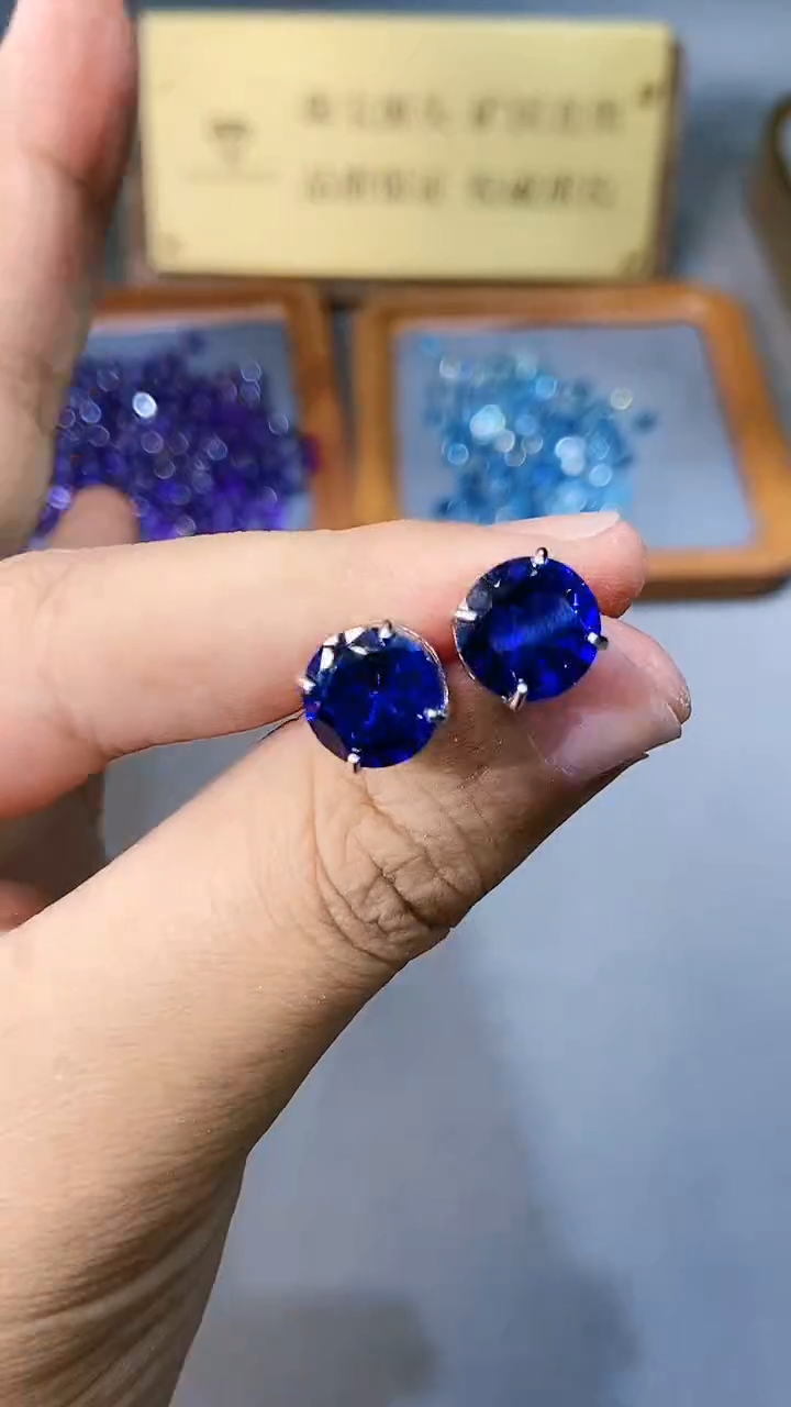 【闪购商品】蓝宝石耳饰银S925镶嵌354