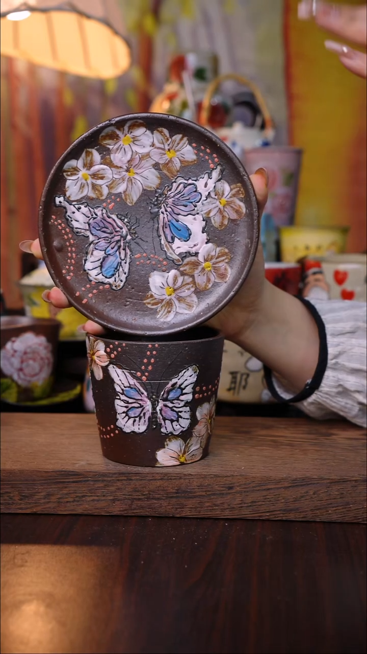 杯子陶泥垚手作 景德镇手工手绘陶瓷器物