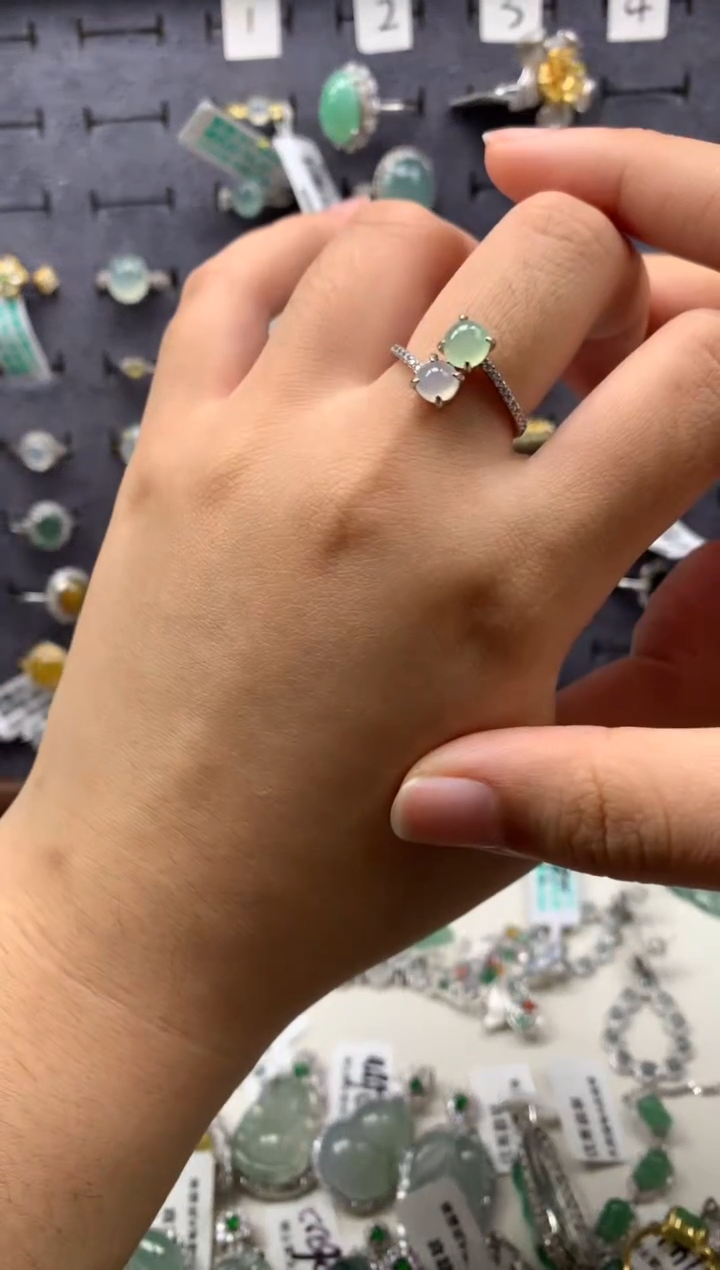 银S925镶嵌戒指翡翠1