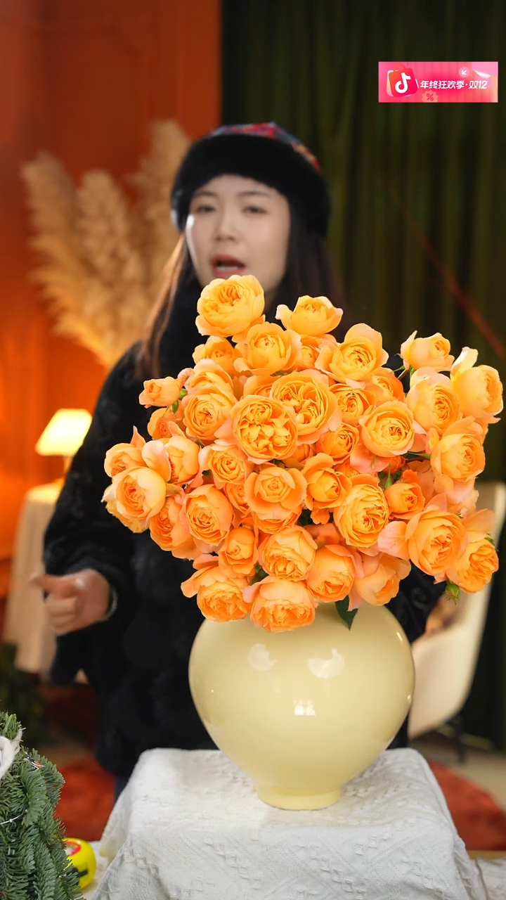 陶瓷 奶油黄月亮罐 高23 口径11
