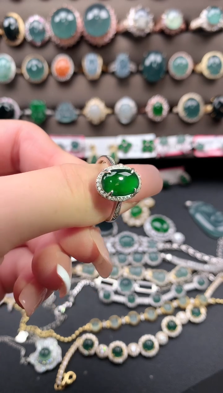 【闪购商品】翡翠戒指银S925镶嵌52141