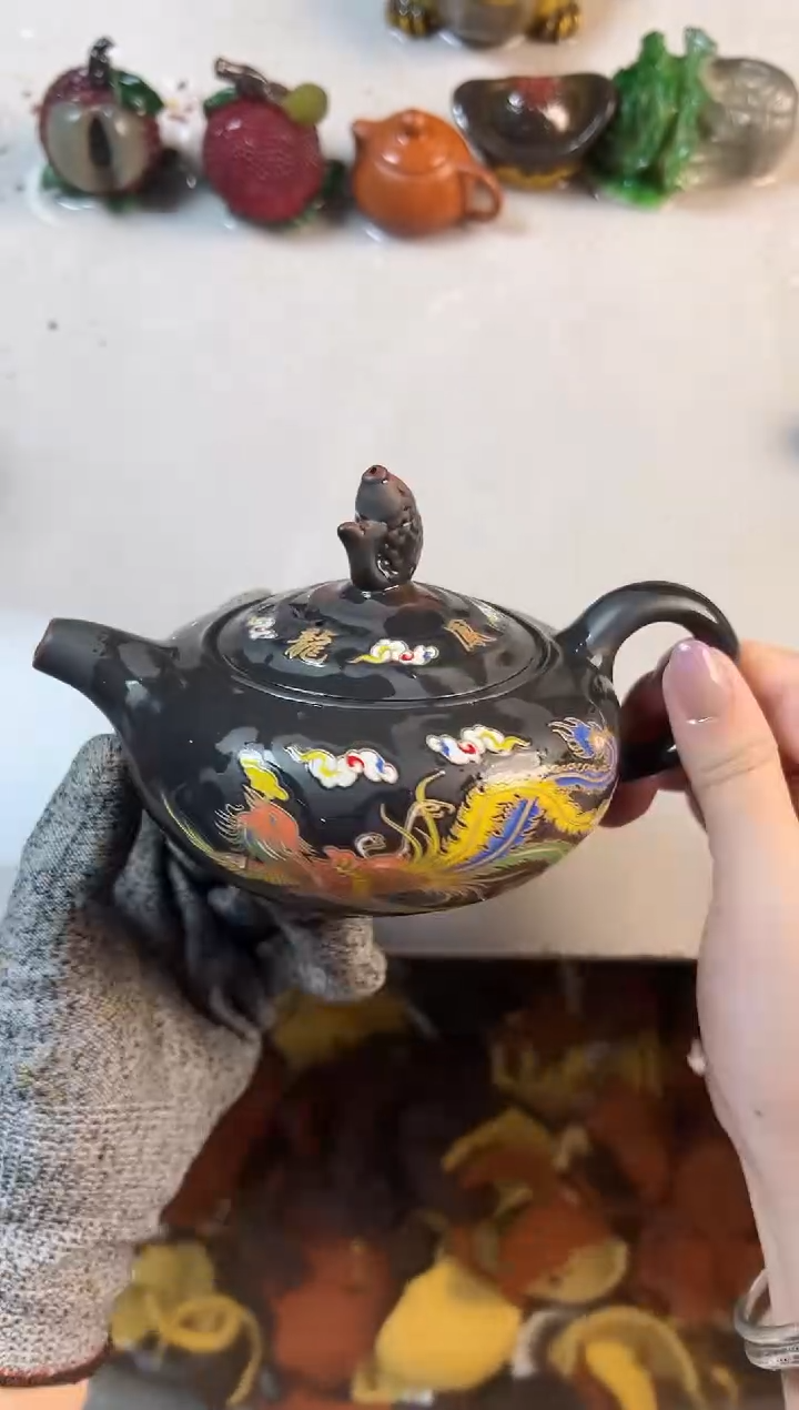 紫陶祥鱼壶可变色