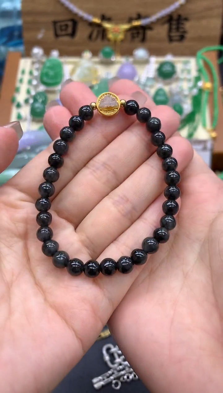 【闪购商品】翡翠手串18K金镶嵌20-中国好珍宝