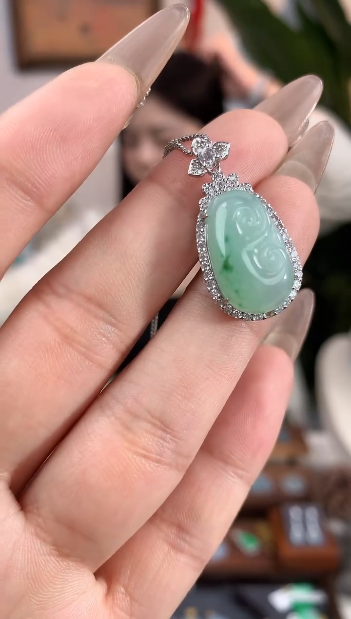 【闪购商品】翡翠吊坠(不含链)银S925镶嵌如意