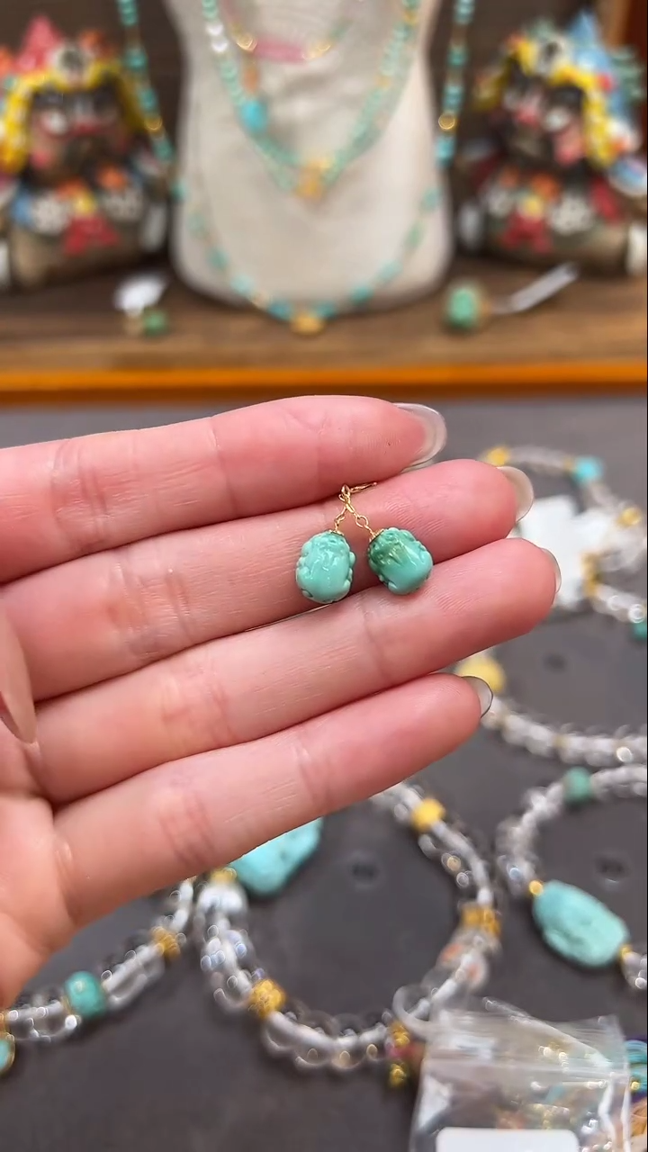 绿松石18K金镶嵌提溜绿松石提溜