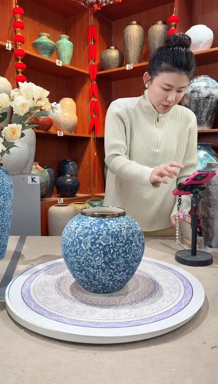 【闪购商品】瓶陶瓷花瓶  芙蓉青花小号 无花 