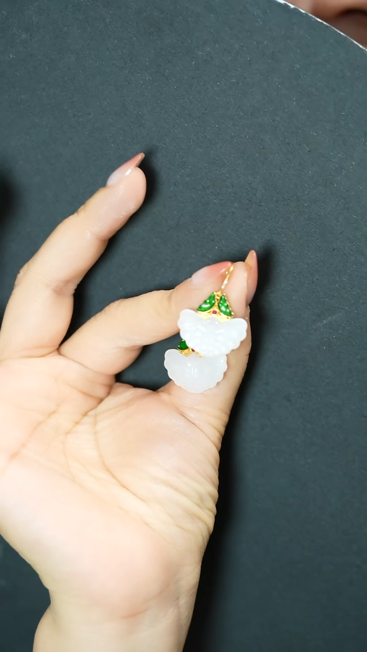 【闪购商品】和田玉耳饰18K金镶嵌支持48小时鉴赏