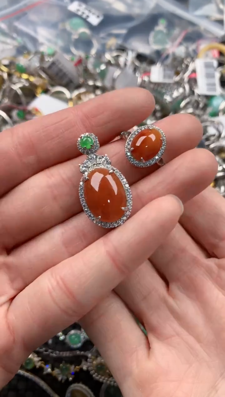 银S925镶嵌戒指翡翠333      3