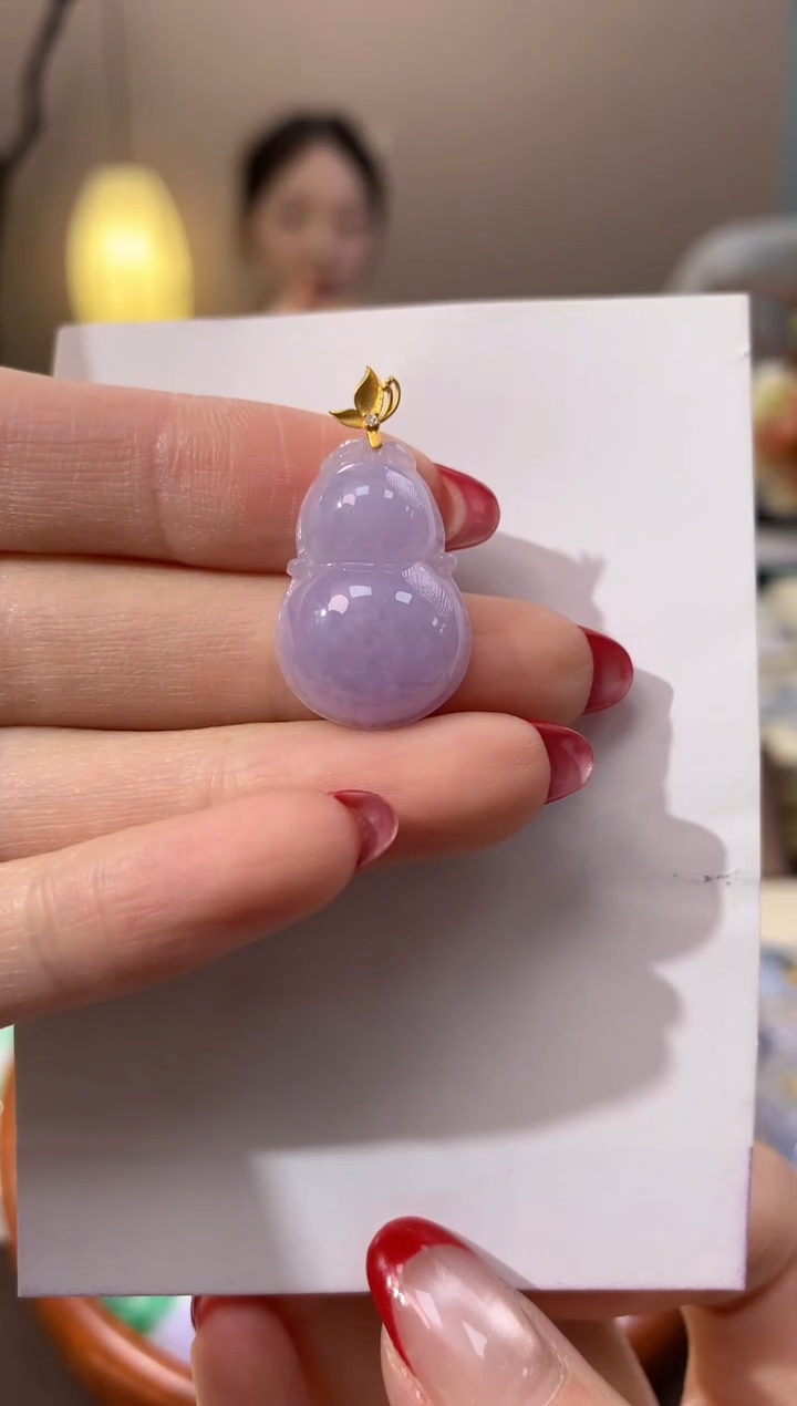 【闪购商品】翡翠颈饰18K金镶嵌天然缅甸a货翡翠